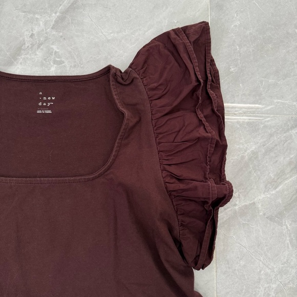 Women’s A New Day Double Flutter Short Sleeve Slim Fit Top Butterfly Ruffle XL - Picture 5 of 15